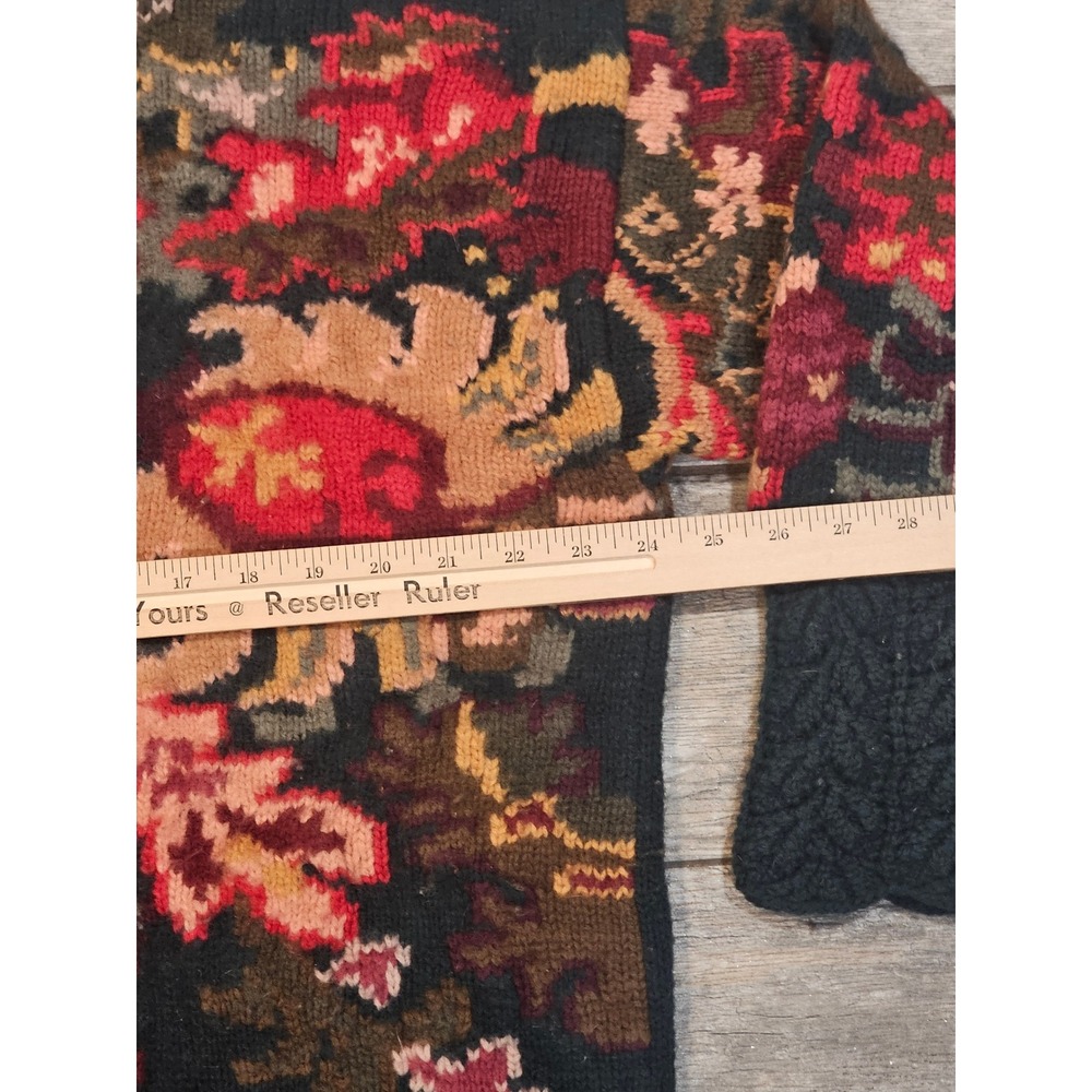Vintage Nordstrom 100% Merino Wool Hand Knit Floral Turtle Neck Sweater - Picture 8 of 11